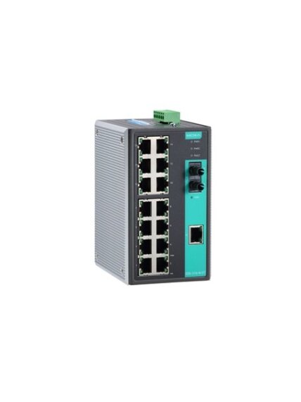 Moxa (EDS-316-SS-SC-T) Unmanaged Ethernet switch with 14 10/100BaseT(X) ports, 2 100BaseFX single-mode ports with SC connectors, relay output warning, -40 to 75°C operating temperature 2