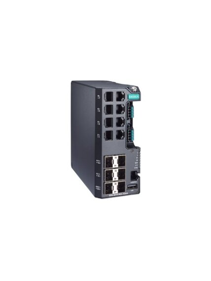 Moxa (EDS-4014-4GS-2QGS-LV-T) Managed Ethernet switch with 8 10/100BaseT(X) ports, 4 100/1000BaseSFP ports, 2 1000/2500BaseSFP ports, dual power supply, 12/24/48 VDC, -40 to 75°C operating temperature