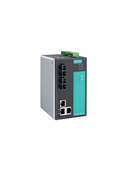 Moxa (EDS-505A-MM-SC-T) Managed Ethernet switch with 3 10/100BaseT(X) ports, 2 100BaseFX multi-mode ports with SC connectors, -40 to 75°C operating temperature