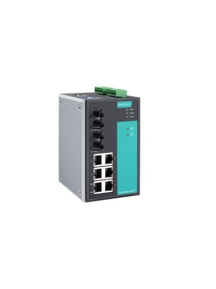Moxa (EDS-508A-MM-ST-T) Managed Ethernet switch with 6 10/100BaseT(X) ports, 2 100BaseFX multi-mode ports with ST connectors, -40 to 75°C operating temperature 2