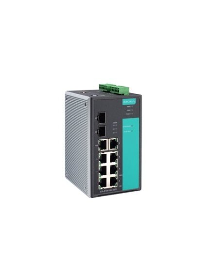 Moxa (EDS-510A-1GT2SFP) Managed Gigabit Ethernet switch with 7 10/100BaseT(X) ports, 1 10/100/1000BaseT(X) port, 2 SFP slots for adding SFP-1G Series Gigabit Ethernet modules, 0 to 60°C operating temperature Moxa (EDS-510A-1GT2SFP) Managed Gigabit Ethernet switch with 7 10/100BaseT(X) ports, 1 10/100/1000BaseT(X) port, 2 SFP slots for adding SFP-1G Series Gigabit Ethernet modules, 0 to 60°C operating temperature