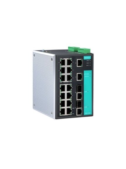 Moxa (EDS-518A-T) Managed Gigabit Ethernet switch with 16 10/100BaseT(X) ports, 2 combo 10/100/1000BaseT(X) or 1000BaseSFP slots for adding SFP-1G Series Gigabit Ethernet modules, -40 to 75°C operating temperature Moxa (EDS-518A-T) Managed Gigabit Ethernet switch with 16 10/100BaseT(X) ports, 2 combo 10/100/1000BaseT(X) or 1000BaseSFP slots for adding SFP-1G Series Gigabit Ethernet modules, -40 to 75°C operating temperature