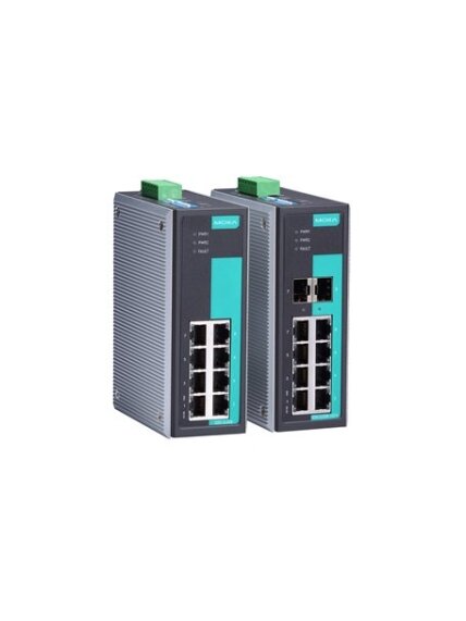 Moxa (EDS-G308-2SFP) Unmanaged full Gigabit Ethernet switch with 6 10/100/1000BaseT(X) ports, 2 combo 10/100/1000BaseT(X) or 100/1000BaseSFP slots for adding SFP-1G/1FE Series Gigabit/Fast Ethernet modules, 0 to 60°C operating temperature 1 Moxa (EDS-G308-2SFP) Unmanaged full Gigabit Ethernet switch with 6 10/100/1000BaseT(X) ports, 2 combo 10/100/1000BaseT(X) or 100/1000BaseSFP slots for adding SFP-1G/1FE Series Gigabit/Fast Ethernet modules, 0 to 60°C operating temperature 1