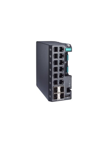 Moxa (EDS-G4012-4GC-HV-T) Managed Ethernet switch with 8 10/100/1000BaseT(X) ports, 4 10/100/1000BaseT(X) or 100/1000BaseSFP ports, single power supply, 110/220 VAC/VDC, -40 to 75°C operating temperature