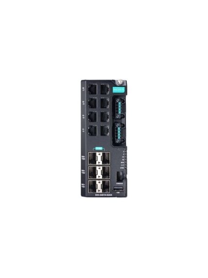 Moxa (EDS-G4014-6QGS-LV-T) Managed Ethernet switch with 8 10/100/1000BaseT(X) ports, 6 1000/2500BaseSFP ports, dual power supply, 12/24/48 VDC, -40 to 75°C operating temperature 2