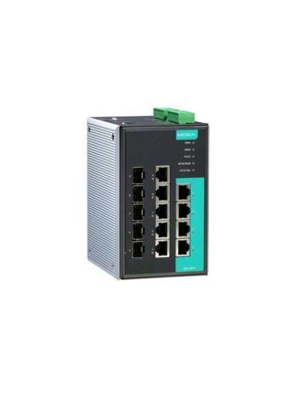 Moxa (EDS-G509) Industrial full Gigabit Ethernet switch with 4 10/100/1000BaseT(X) ports, 5 combo 10/100/1000BaseT(X) or 100/1000BaseSFP slot combo ports, 0 to 60°C operating temperature 1