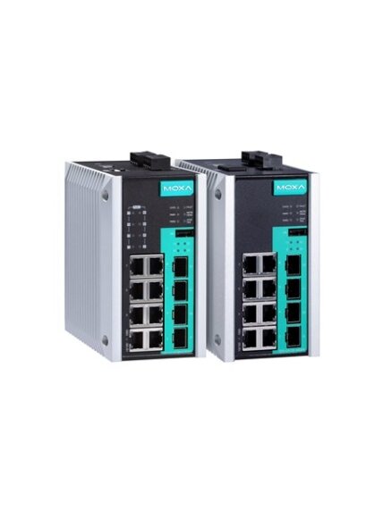 Moxa (EDS-G512E-4GSFP) 12-port full Gigabit managed Ethernet switch with 8 10/100/1000BaseT(X) ports, 4 Gigabit SFP slots, -10 to 60°C operating temperature 1