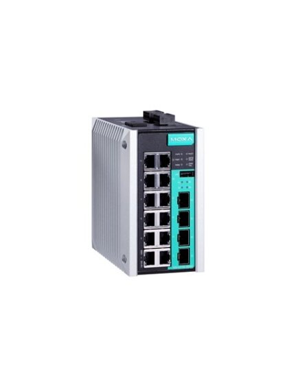 Moxa (EDS-G516E-4GSFP) 16-port full Gigabit managed Ethernet switch with 12 10/100/1000BaseT(X) ports, 4 Gigabit SFP slots, -10 to 60°C operating temperature