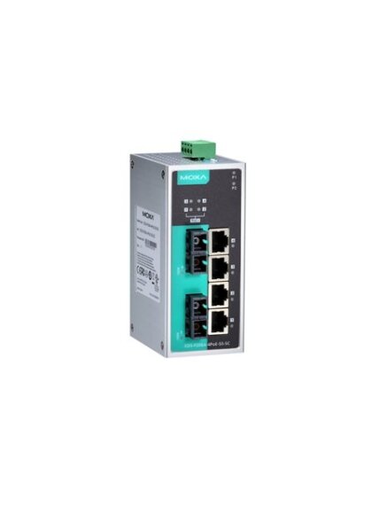 Moxa (EDS-P206A-4PoE-MM-SC) Unmanaged Ethernet switch with 4 PoE ports, 2 100BaseFX multi-mode ports with SC connectors, -10 to 60°C operating temperature Moxa (EDS-P206A-4PoE-MM-SC) Unmanaged Ethernet switch with 4 PoE ports, 2 100BaseFX multi-mode ports with SC connectors, -10 to 60°C operating temperature