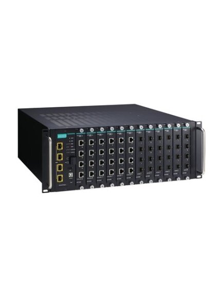 Moxa (ICS-G7752A-4XG-HV-HV) Full Gigabit modular managed Ethernet switch system with 4 10GbE SFP+ slots, 12 slots for 4-port Gigabit Ethernet interface modules, 2 isolated power supplies (85 to 264 VAC), for a total of up to 48G + 4 10GbE ports, -10 to 60 1 Moxa (ICS-G7752A-4XG-HV-HV) Full Gigabit modular managed Ethernet switch system with 4 10GbE SFP+ slots, 12 slots for 4-port Gigabit Ethernet interface modules, 2 isolated power supplies (85 to 264 VAC), for a total of up to 48G + 4 10GbE ports, -10 to 60 1