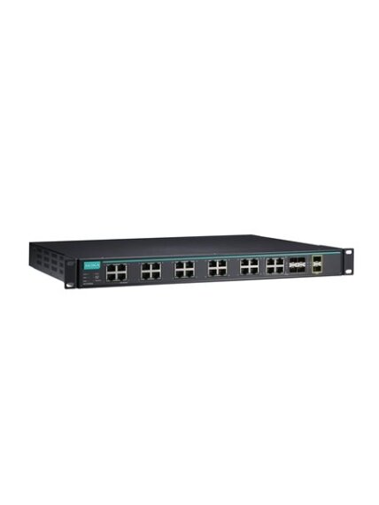 Moxa (ICS-G7826A-8GSFP-2XG-HV-HV-T) Layer 3 full Gigabit managed Ethernet switch with 12 10/100/1000BaseT(X) ports, 8 100/1000BaseSFP slots, 4 10/100/1000BaseT(X) or 100/1000BaseSFP slot combo ports, 2 10GbE SFP+ slots, 2 isolated power supplies (85 to 26 3 Moxa (ICS-G7826A-8GSFP-2XG-HV-HV-T) Layer 3 full Gigabit managed Ethernet switch with 12 10/100/1000BaseT(X) ports, 8 100/1000BaseSFP slots, 4 10/100/1000BaseT(X) or 100/1000BaseSFP slot combo ports, 2 10GbE SFP+ slots, 2 isolated power supplies (85 to 26 3