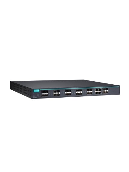 Moxa (IKS-G6824A-20GSFP-4GTXSFP-HV-HV-T) Layer 3 full Gigabit managed Ethernet switch with 20 100/1000BaseSFP slots, 4 10/100/1000BaseT(X) or 100/1000BaseSFP slot combo ports, 2 isolated power supplies (85 to 264 VAC), -40 to 75°C operating temperature 3