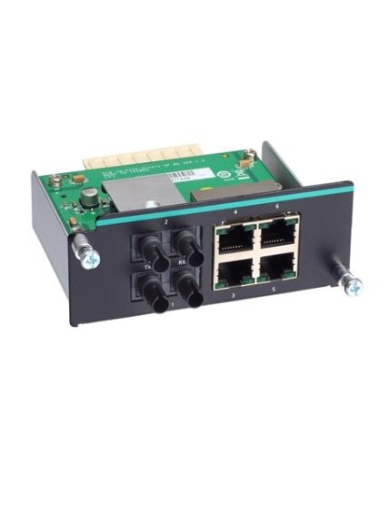 Moxa (IM-6700A-2MST4TX) Fast Ethernet module with 2 multi-mode 100BaseFX ports with ST connectors, 4 10/100BaseT(X) ports