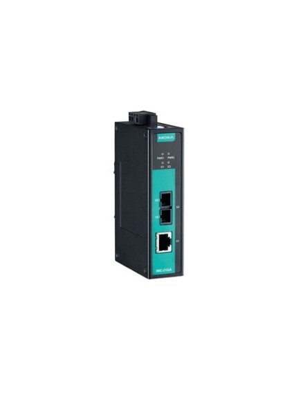 Moxa (IMC-21GA-SX-SC) Industrial 10/100/1000BaseT(X) to 100/1000Base SC media converter, 0.5 km, -10 to 60°C operating temperature