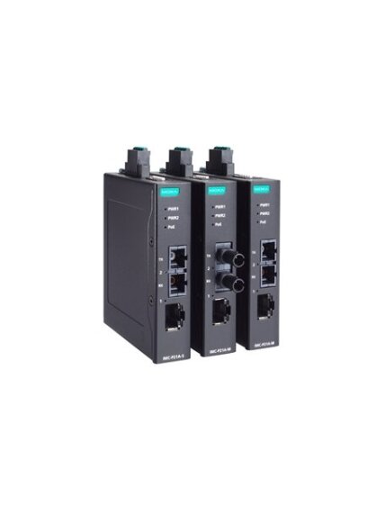 Moxa (IMC-P21A-G2-S-SC) PoE+ industrial 10/100Base-T(X) to 100Base-FX media converter, single-mode port with SC connector, -10 to 60°C operating temperature 1