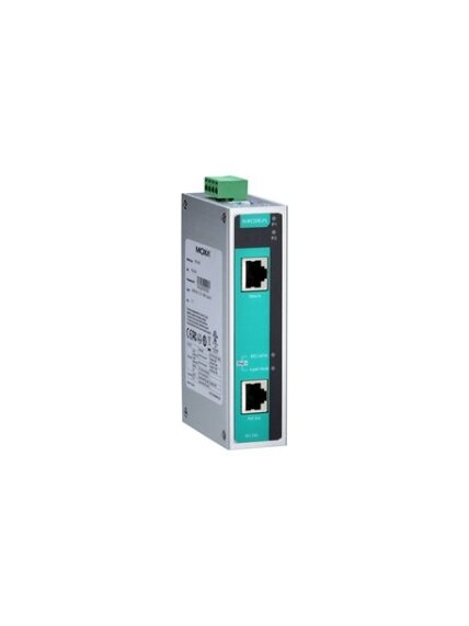Moxa (INJ-24A-T) Gigabit high-power PoE+ injector, max. output of 36W/60W at 24 or 48 VDC by 2-pair/4-pair mode, -40 to 75°C operating temperature