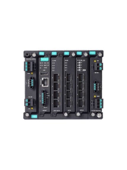 Moxa (MDS-G4012-L3-T) Layer 3 full Gigabit modular managed Ethernet switch with 4 fixed Gigabit Ethernet ports, 2 slots for optional 4-port GE/FE modules, 2 slots for isolated power modules, up to 12 Gigabit Ethernet ports, -40 to 75°C operating temperatu 2