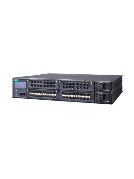Moxa (MRX-Q4064-L3-16XGS) Layer 3 modular managed 2.5 Gigabit Ethernet switch with 16 10GbE SFP+ ports, 3 slots for 16-port Gigabit or 2.5 Gigabit Ethernet modules, 2 isolated power supplies (90 to 264 VAC), -10 to 60°C operating temperature 3