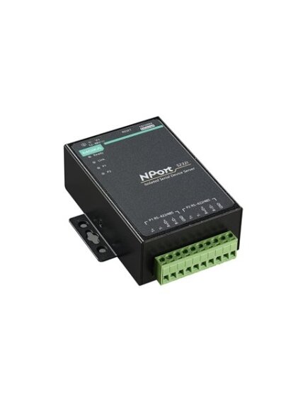 Moxa (NPort 5232I w/ adapter) 2-port RS-422/485 device server with 2 kV optical isolation, with adapter, -40 to 75°C operating temperature