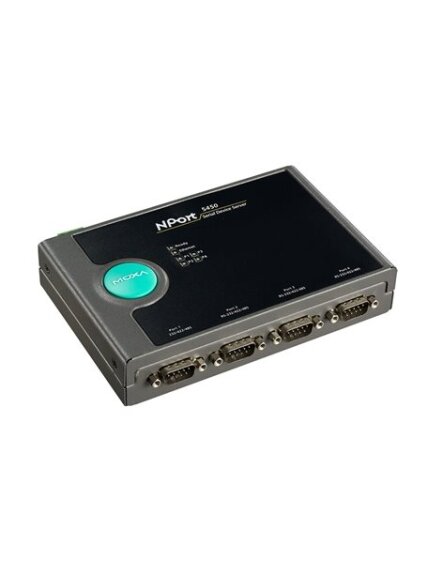 Moxa (NPort 5450I-T) 4-port RS-232/422/485 device server with 2 kV isolation protection, -40 to 75°C operating temperature