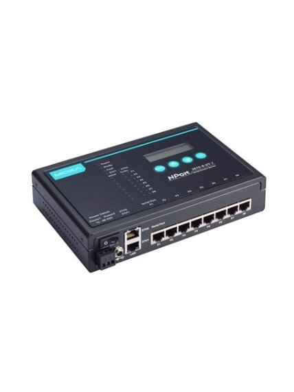 Moxa (NPort 5610-8-DT-J) 8-port RS-232 desktop device server with RJ45 connectors and 48 VDC power input Moxa (NPort 5610-8-DT-J) 8-port RS-232 desktop device server with RJ45 connectors and 48 VDC power input