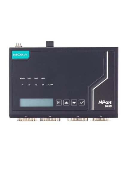 Moxa (NPort 6450-2TX-G2-T) 2nd Gen 4-port RS-232/422/485 secure terminal server with 2 RJ45 100M LAN ports, -40 to 75°C operating temperature 2 Moxa (NPort 6450-2TX-G2-T) 2nd Gen 4-port RS-232/422/485 secure terminal server with 2 RJ45 100M LAN ports, -40 to 75°C operating temperature 2