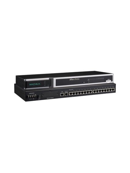 Moxa (NPort 6650-16-HV-T) 16-port RS-232/422/485 to Ethernet secure terminal server, 88 to 300 VDC power input, -40 to 85°C operating temperature Moxa (NPort 6650-16-HV-T) 16-port RS-232/422/485 to Ethernet secure terminal server, 88 to 300 VDC power input, -40 to 85°C operating temperature