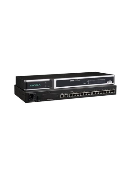 Moxa (NPort 6650-16-T) 16-port RS-232/422/485 to Ethernet secure terminal server, -40 to 75°C operating temperature, 100 to 240 VAC input Moxa (NPort 6650-16-T) 16-port RS-232/422/485 to Ethernet secure terminal server, -40 to 75°C operating temperature, 100 to 240 VAC input