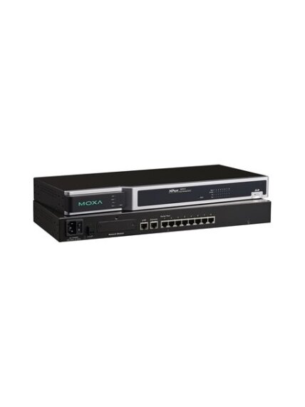 Moxa (NPort 6650-8-T) 8-port RS-232/422/485 to Ethernet secure terminal server, -40 to 75°C operating temperature, 100 to 240 VAC input