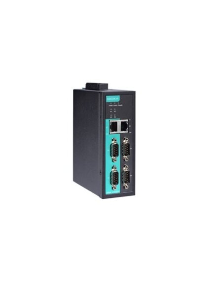 Moxa (NPort IA5450A) 4-port RS-232/422/485 industrial automation device server with serial/LAN/power surge protection, 2 10/100BaseT(X) ports with single IP, 0 to 60°C operating temperature