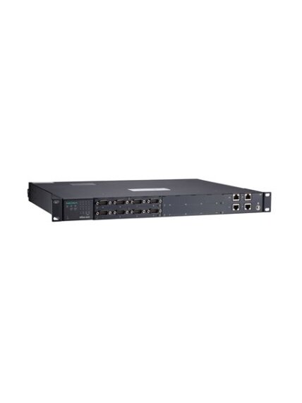 Moxa (NPort S9650I-8-2HV-E-T) 8-port RS-232/422/485 rugged device server, 2 10/100BaseT(X) ports with IEEE 1588v2 support, 88 to 300 VDC or 85 to 264 VAC, -40 to 85°C operating temperature, with 2-port Ethernet RJ45 module