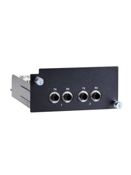 Moxa (PM-7500-2MST) Fast Ethernet module with 2 100BaseFX multi-mode ports with ST connectors, compliant with IEC 61850-3, -40 to 85°C operating temperature Moxa (PM-7500-2MST) Fast Ethernet module with 2 100BaseFX multi-mode ports with ST connectors, compliant with IEC 61850-3, -40 to 85°C operating temperature