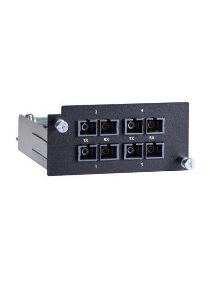 Moxa (PM-7500-4MSC) Fast Ethernet module with 4 100BaseFX multi-mode ports with SC connectors, compliant with IEC 61850-3, -40 to 85°C operating temperature Moxa (PM-7500-4MSC) Fast Ethernet module with 4 100BaseFX multi-mode ports with SC connectors, compliant with IEC 61850-3, -40 to 85°C operating temperature