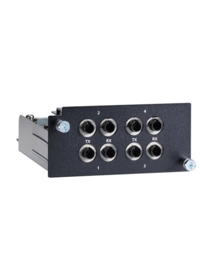 Moxa (PM-7500-4MST) Fast Ethernet module with 4 100BaseFX multi-mode ports with ST connectors, compliant with IEC 61850-3, -40 to 85°C operating temperature Moxa (PM-7500-4MST) Fast Ethernet module with 4 100BaseFX multi-mode ports with ST connectors, compliant with IEC 61850-3, -40 to 85°C operating temperature