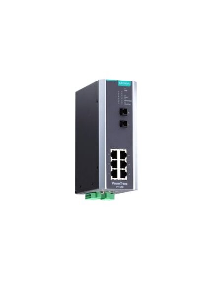 Moxa (PT-508-SS-LC-24) IEC 61850-3 managed DIN-rail Ethernet switch, with 6 10/100BaseT(X) ports and 2 100BaseFX single-mode ports with LC connectors, 1 isolated power supply (24 VDC), -40 to 85°C operating temperature 2 Moxa (PT-508-SS-LC-24) IEC 61850-3 managed DIN-rail Ethernet switch, with 6 10/100BaseT(X) ports and 2 100BaseFX single-mode ports with LC connectors, 1 isolated power supply (24 VDC), -40 to 85°C operating temperature 2