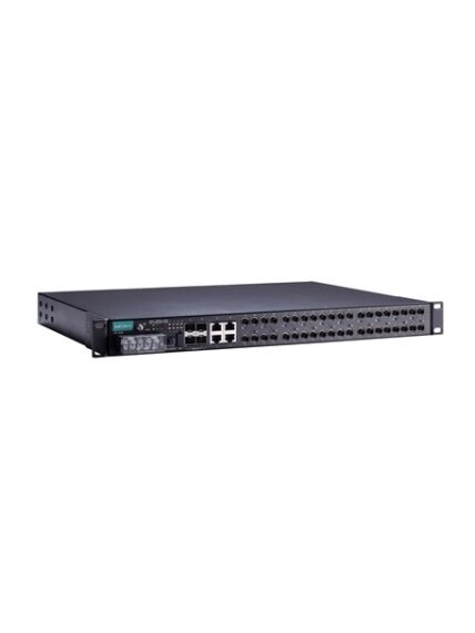 Moxa (PT-7528-12MSC-12TX-4GSFP-WV-WV) IEC 61850-3 managed rackmount Ethernet switch with 12 100BaseFX ports (MSC), 12 10/100BaseT(X) ports, and 4 1000BaseSFP ports, for a total of up to 28 ports, 2 isolated power supply (18 to 72 VDC), -40 to 85°C operati