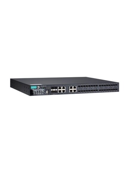 Moxa (PT-7528-16MST-8TX-4GSFP-HV-HV) IEC 61850-3 managed rackmount Ethernet switch with 16 100BaseFX ports (MST), 8 10/100BaseT(X) ports, and 4 1000BaseSFP ports, for a total of up to 28 ports, 2 isolated power supply (88 to 300 VDC or 85 to 264 VAC), -40