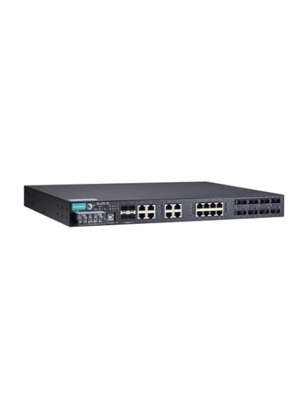 Moxa (PT-7528-8SSC-16TX-4GSFP-WV-WV) IEC 61850-3 managed rackmount Ethernet switch with 8 100BaseFX ports (SSC), 16 10/100BaseT(X) ports, and 4 1000BaseSFP ports, for a total of up to 28 ports, 2 isolated power supply (18 to 72 VDC), -40 to 85°C operating Moxa (PT-7528-8SSC-16TX-4GSFP-WV-WV) IEC 61850-3 managed rackmount Ethernet switch with 8 100BaseFX ports (SSC), 16 10/100BaseT(X) ports, and 4 1000BaseSFP ports, for a total of up to 28 ports, 2 isolated power supply (18 to 72 VDC), -40 to 85°C operating