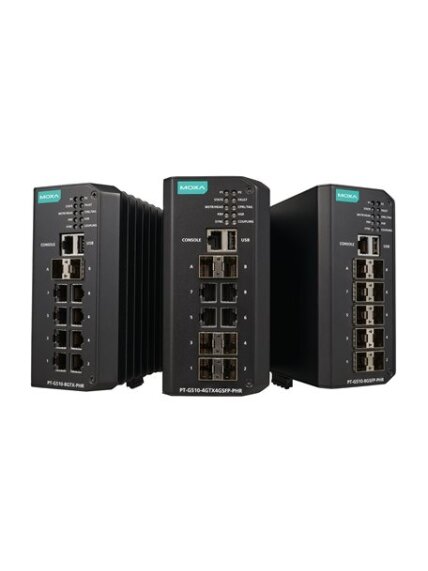 Moxa (PT-G510-8GSFP-PHR-WV-CT) IEC 61850-3 and IEC 62439-3 full Gigabit Managed Ethernet switch with 10 100/1000Base SFP ports, isolated dual power supply (24/48 VDC), -40 to 75°C operating temperature, conformal coating 1 Moxa (PT-G510-8GSFP-PHR-WV-CT) IEC 61850-3 and IEC 62439-3 full Gigabit Managed Ethernet switch with 10 100/1000Base SFP ports, isolated dual power supply (24/48 VDC), -40 to 75°C operating temperature, conformal coating 1
