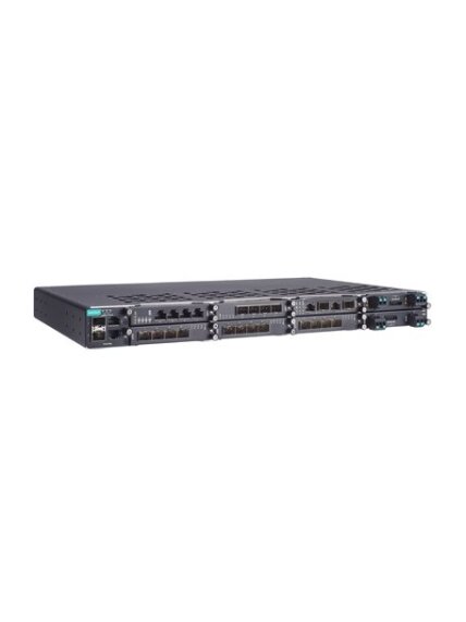 Moxa (PT-G7728) Layer 2 modular managed Ethernet switch with 2 100/1000BaseSFP and 2 10/100/1000BaseT(X), 6 slots for Ethernet modules and 2 slots for power modules, for a maximum of 28G ports total