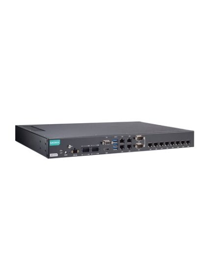 Moxa (RKP-A110-E2-8L-T) Rackmount 1U computer with Intel Atom® x6211E processor, 12 LAN ports, 2 serial ports, 8 DIs, 8 DOs, 3 USB 3.0 ports, 1 VGA port, 1 HDMI port, 2 SSD slots, 12/24 VDC power input, -30 to 60°C operating temperature Moxa (RKP-A110-E2-8L-T) Rackmount 1U computer with Intel Atom® x6211E processor, 12 LAN ports, 2 serial ports, 8 DIs, 8 DOs, 3 USB 3.0 ports, 1 VGA port, 1 HDMI port, 2 SSD slots, 12/24 VDC power input, -30 to 60°C operating temperature