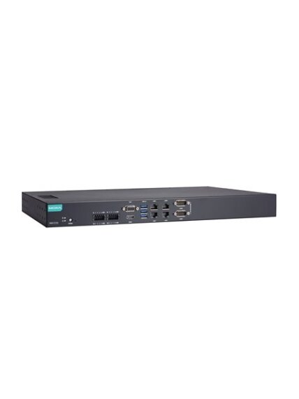 Moxa (RKP-C110-C5-2HV-T) Rackmount 1U computer with Intel® Core™ i5-145G7E processor, 4 LAN ports, 2 serial ports, 8 DIs, 8 DOs, 3 USB 3.0 ports, 1 VGA port, 1 HDMI port, 2 SSD slots, 100 to 240 VAC/VDC power input, -30 to 60°C operating temperature