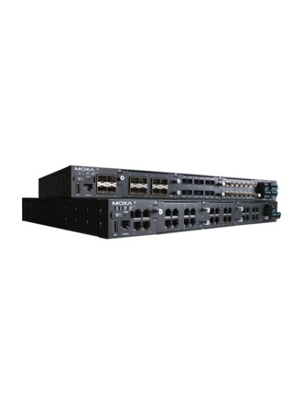 Moxa (RKS-G4028-L3-4GS-2HV-T) Layer 3 modular managed Ethernet switch with 4 100/1000BaseSFP ports, 3 slots for Ethernet modules, 2 isolated power supplies (110/220 VAC/VDC), -40 to 75°C operating temperature 1