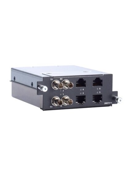 Moxa (RM-G4000-2MST4TX) Fast Ethernet module with 2 multi-mode 100BaseFX ports with ST connectors, 4 10/100BaseT(X) ports