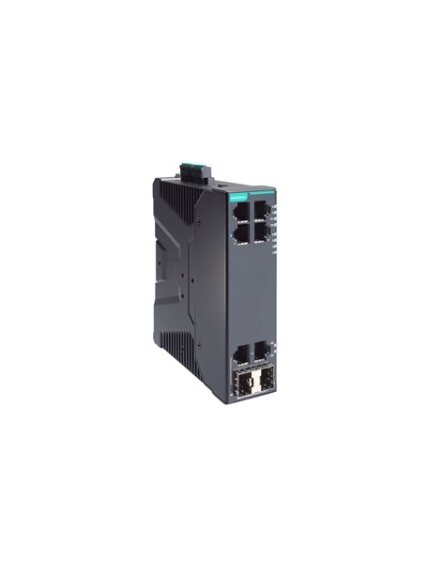 Moxa (SDS-3006-2GTXSFP-T) Compact industrial smart Ethernet switch with 4 10/100BaseT(X) ports, 2 10/100/1000BaseT(X) or 100/1000BaseSFP combo ports, dual 12/24/48 VDC power inputs, -40 to 75°C operating temperature