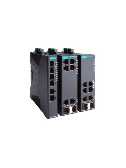 Moxa (SDS-G3006-4PoE-2GTXSFP-T) Compact industrial full Gigabit smart Ethernet switch with 4 PoE/PoE+ 10/100/1000BaseT(X) ports, 2 10/100/1000BaseT(X) or 100/1000BaseSFP combo ports, dual 12/24/48 VDC power inputs, -40 to 75°C operating temperature 1