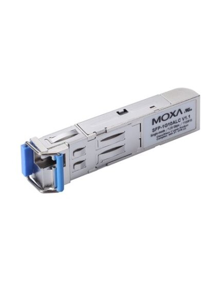 Moxa (SFP-1G10ALC) WDM-type (BiDi) SFP module with 1 1000BaseSFP port with LC connector for 10 km transmission; TX 1310 nm, RX 1550 nm, 0 to 60°C operating temperature Moxa (SFP-1G10ALC) WDM-type (BiDi) SFP module with 1 1000BaseSFP port with LC connector for 10 km transmission; TX 1310 nm, RX 1550 nm, 0 to 60°C operating temperature