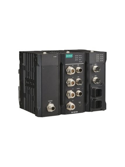 Moxa (TAP-M310R-1P1R1S-EU-CT-T) Wi-Fi 6 (802.11ax) railway wayside wireless AP/client with one radio and one switch module, one M12 K-coded 110/220 VAC input, EU band, -40 to 75°C operating temperature, conformal coating Moxa (TAP-M310R-1P1R1S-EU-CT-T) Wi-Fi 6 (802.11ax) railway wayside wireless AP/client with one radio and one switch module, one M12 K-coded 110/220 VAC input, EU band, -40 to 75°C operating temperature, conformal coating