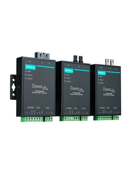 Moxa (TCF-142-S-ST) RS-232/422/485 to single-mode optical fiber media converter with fiber ring support and ST connector, 0 to 60°C operating temperature 1