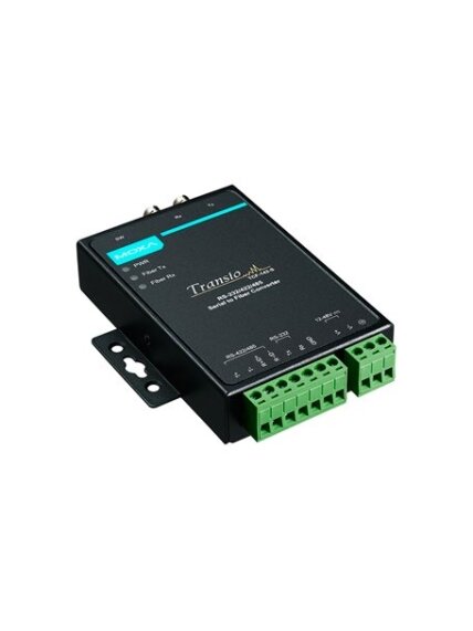 Moxa (TCF-142-S-ST) RS-232/422/485 to single-mode optical fiber media converter with fiber ring support and ST connector, 0 to 60°C operating temperature